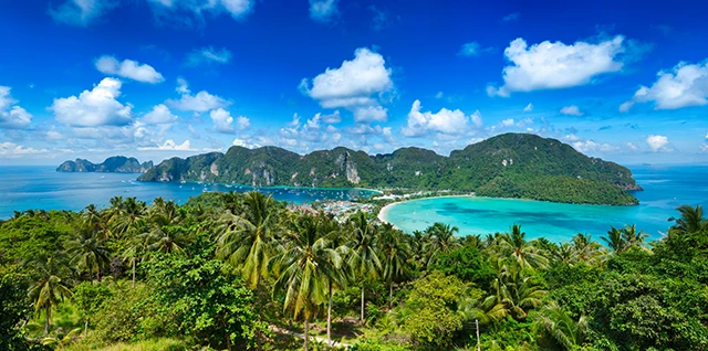 Panorama of Koh Phi Phi in Thailand