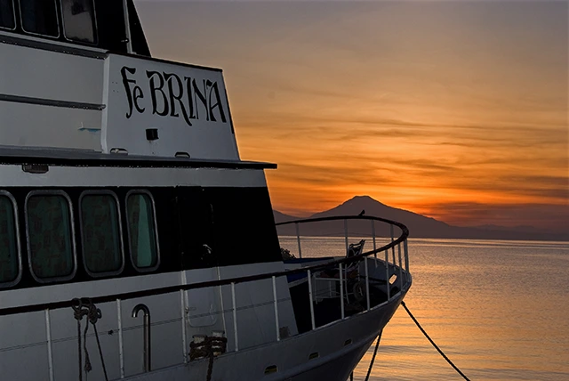 Febrina liveaboard at sunset in Papua New Guinea