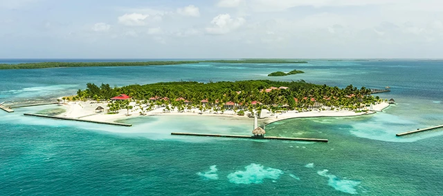 Aerial of Turneffe Island Resort in Belize