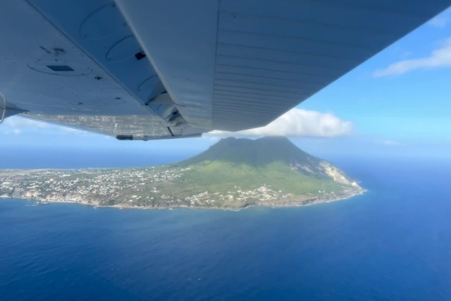 Aerial view of St Eustatius Island, Caribbean.