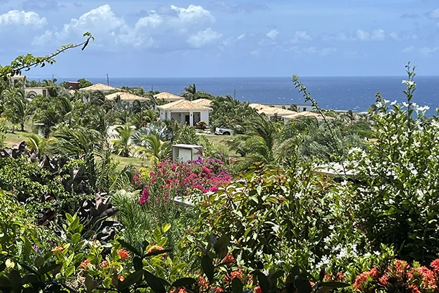 Inland view looking towards the sea, in St Eustatius, Caribbean.