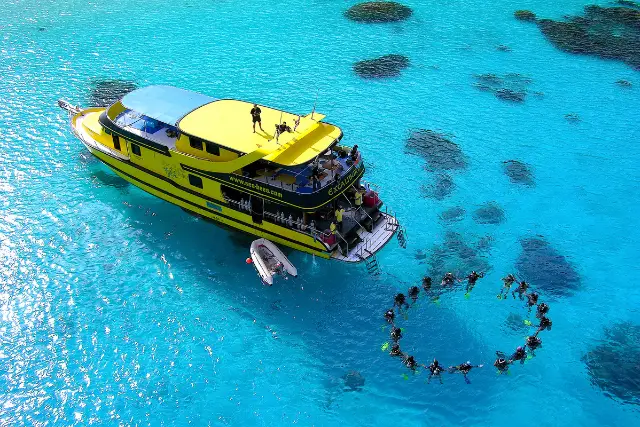 One of our long-term partners' boats with divers in the Philippines.