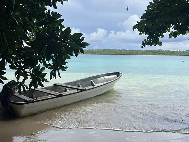 A boat on the beach at Lissenung Island Resort in Papua New Guinea